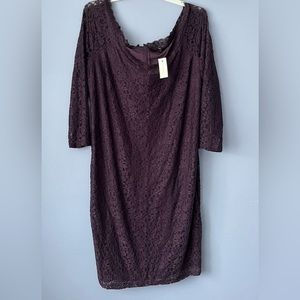 Lane Bryant Lace‎ Purple 3/4 Sleeve Dress Size 24